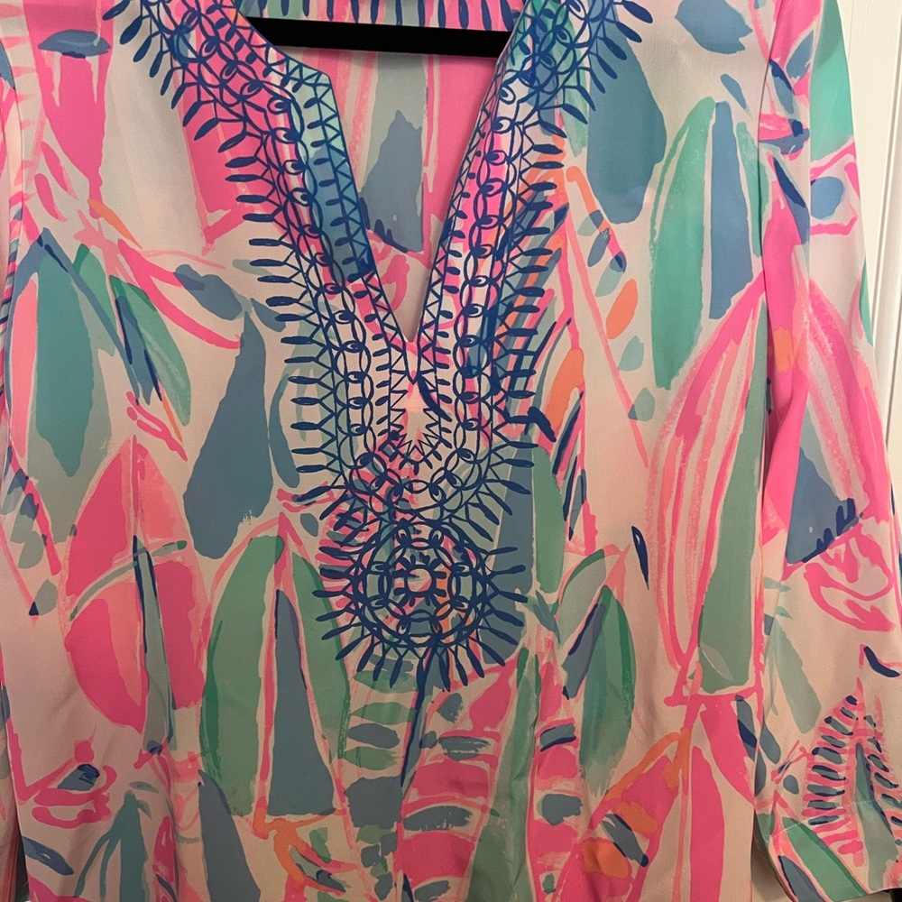 Lilly Pulitzer Silk Top in Pink and Blue - Picture 2 of 4